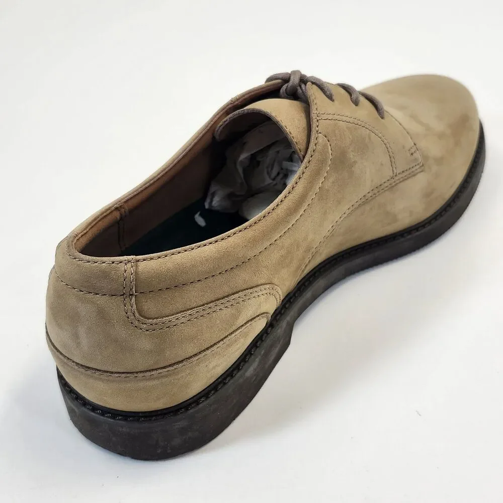 Rockport Mens 10M Beige Nubuck Leather Derby Shoes Casual Lace Up Comfort Oxford